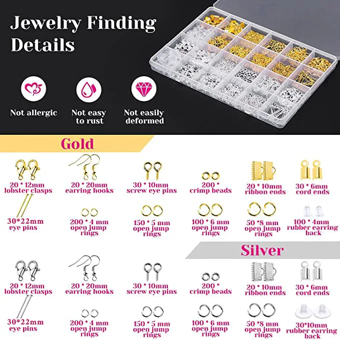Jewelry Making Supplies Kit with Making Tools Earring Charms Wires Findings and Helping Hands for Jewelry Making and Repair