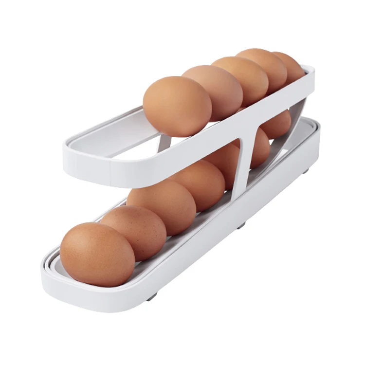 New Foldable two tiers automatic rolling egg organizer egg dispenser organizers for home storage