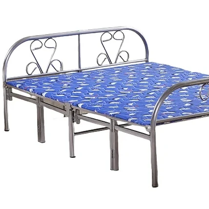 Iron folding bed four fold sheets double lunch bed rental room home simple folding bed