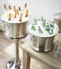 Metal Bucket Double Wall Wine Cooler Stainless Steel Small Metal Champagne Beer Ice Bucket