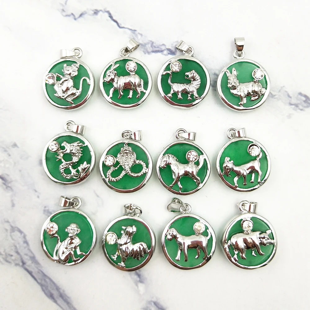 12 Chinese Zodiac Animals Charm 925 Sterling Silver Round Stone Green Jade  Horoscope Pendant Popular Necklace For New Year Gift - Buy Chinese Zodiac  Pendant,Chinese Zodiac Jade Animals,Horoscope Necklace Product on  