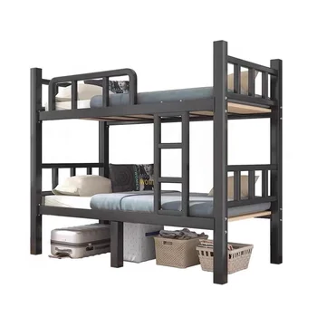 China cheap 2 persons bed iron for school furniture dormitory student loft  bunk metal bed frame design