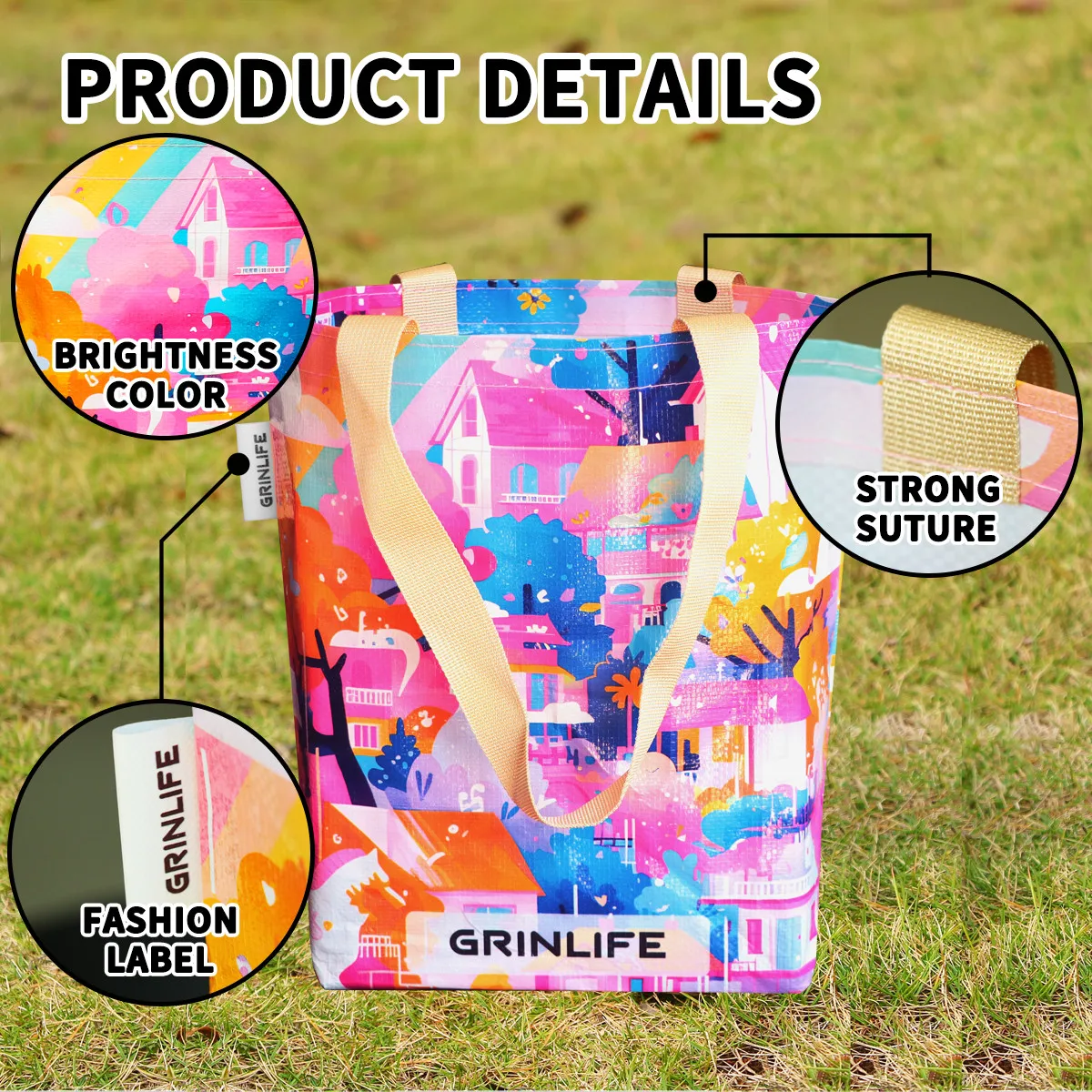 Durable custom pp reusable tote shopping bag dream land laminated woven plastic bag for supermarket use Durable custom pp reusable tote shopping bag dream land laminated woven plastic bag for supermarket use