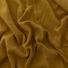 Natural 100% Organic Cotton Light Weight Solid Double Gauze Crinkled Muslin Swaddle Blanket Fabric For Baby