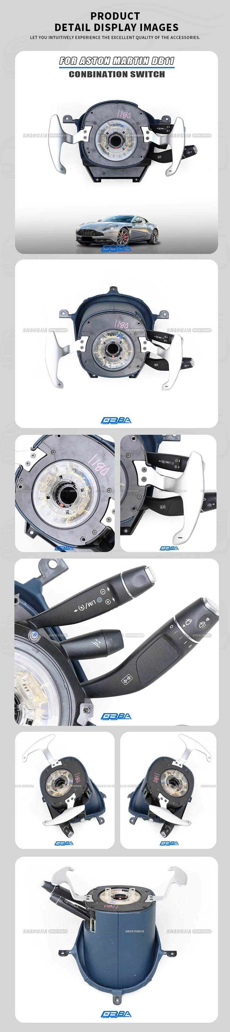 Car Accessories ABS Aluminum Combination Switch Steering Column For Aston Martin DB11 2016 2023 HY53-13N064-AB Composite Switch manufacture