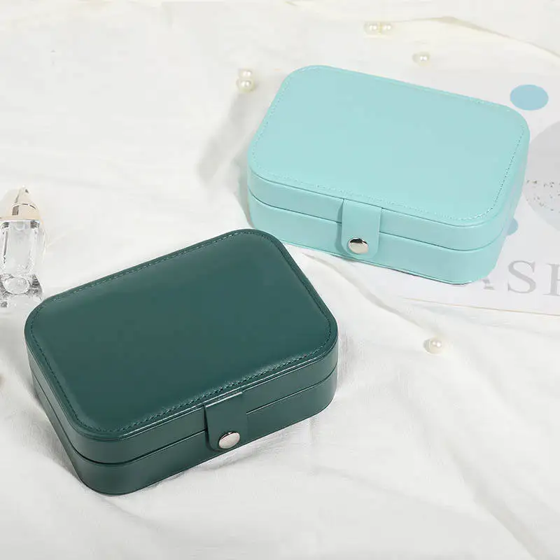 Hot Sell Luxury Portable Storage Organizer Case Gift Boxes Velvet Small Travel Portable Leather Jewelry Packaging Box