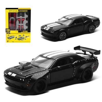 1/36 Dodge Challenger SRT Hellcat CCA Assembled Modified Toy Car Model For Boys Kid Diecast Metal Free Wheels Collection Gift