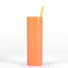 Stocked Water Bottle With Straw Stocked Skinny Plastic 16oz Custom Logo Water Bottles With Straw