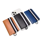 Mobile Phone PU Leather 3M Adhesive Sticker Smart Credit Card Holder Mobile Phone Wallet With Finger Strap