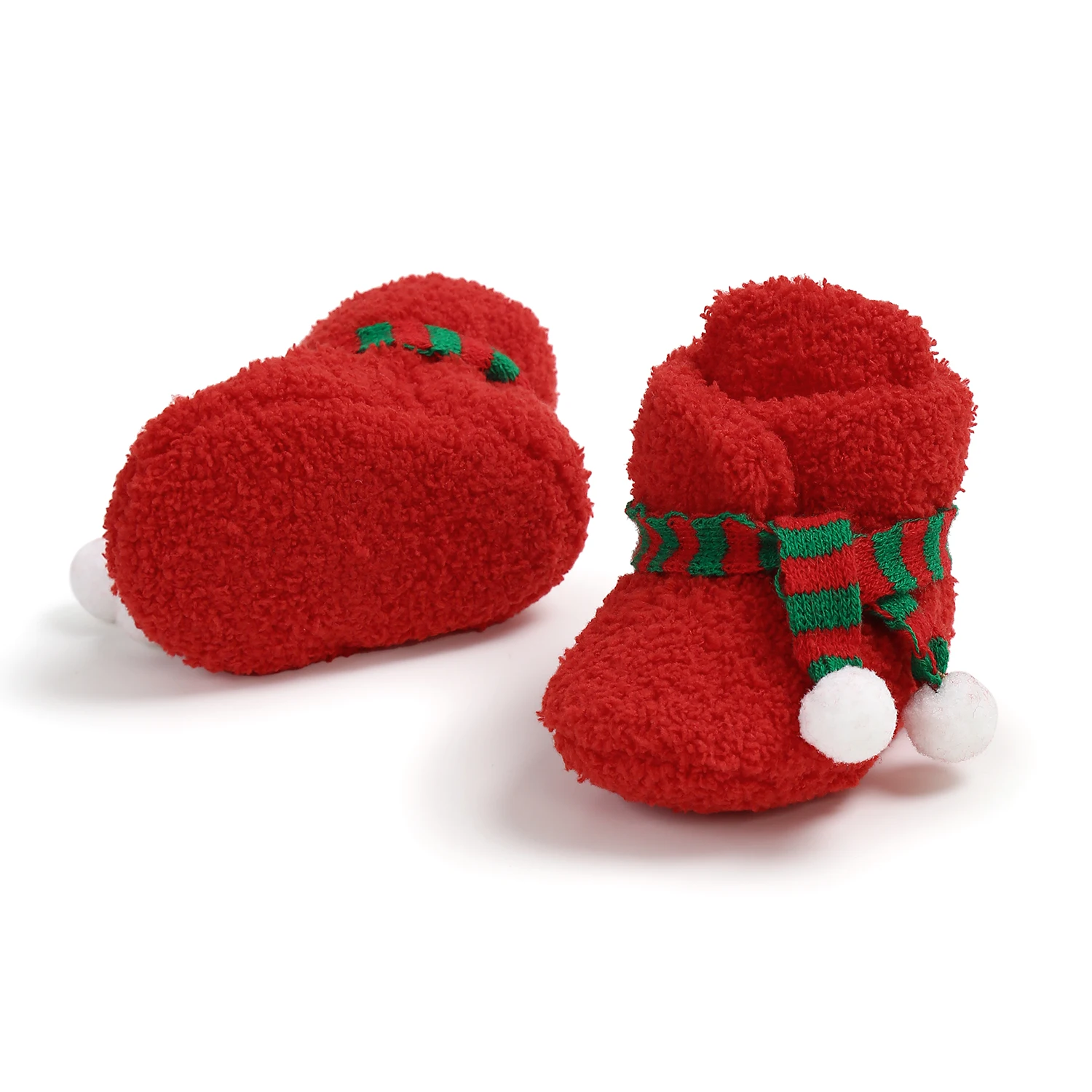 Unisex Warm Winter Indoor Newborn Baby Christmas Shoes Booties 2024 With Cute Scarf Design supplier