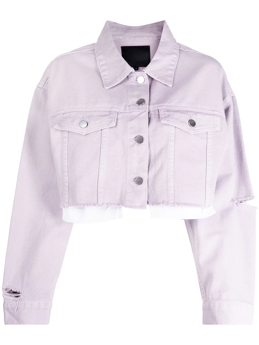 New Design Short Ripped Denim Jacket Stylish Washed Outerwear Casual Fitted Pink Purple Women Jeans Jacket manufacture