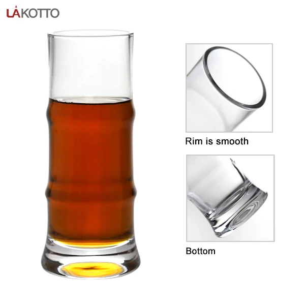 Wholesale Custom Logo Bamboo Shaped Glass Cup Borosilicate Clear Milktea Coffee Beer Steins Can Shaped Glass Cup
