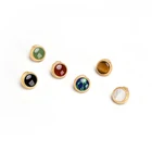 Earrings Bezel Brass Metal Ruby Stud Earrings Women Round Cubic Zirconia Bezel Setting Gold Bridal Earrings