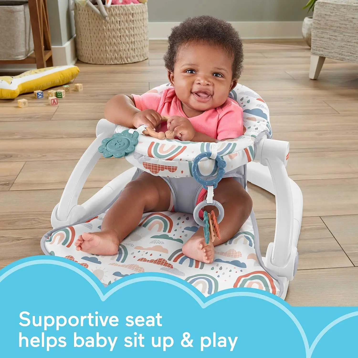 Portable Baby Chair Sitmeup Floor Seat With 2 Developmental Toys