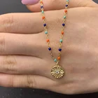 Gold Pendant Minimalist Style 925 Sterling Silver 18k Gold Plated Turquoise Bead Coin Pendant Necklace For Women