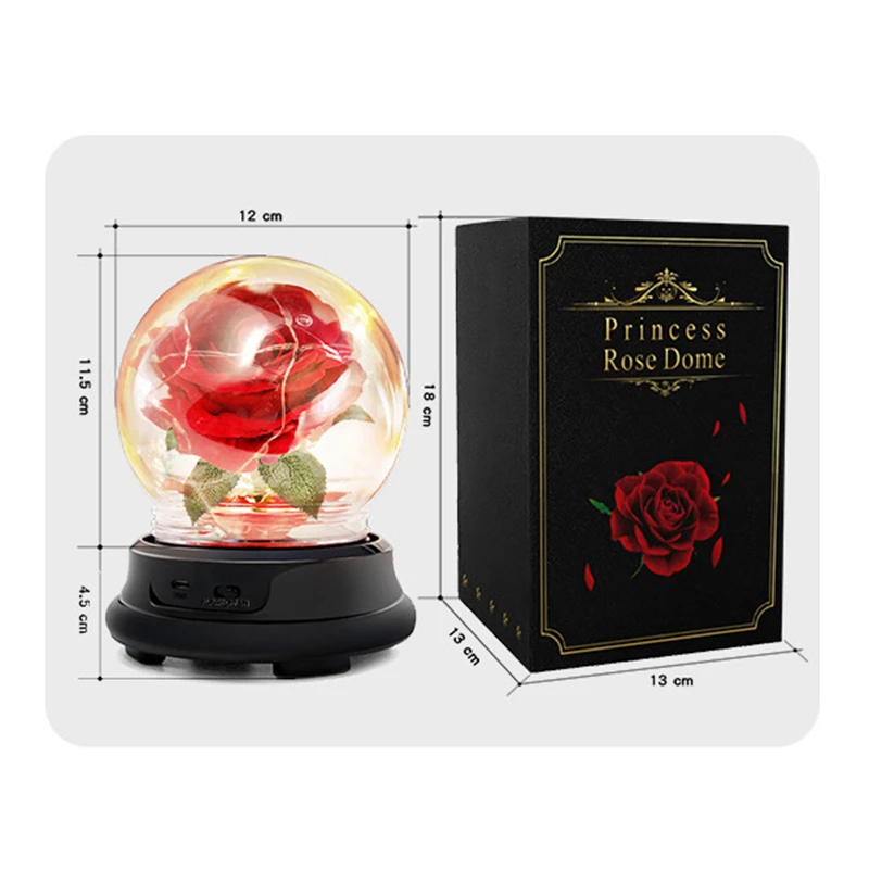 EE098 Home Decor Valentine Infinity Rose Lamp Gift Led Light String Forever Rose Flower Glass Dome Artificial Flower Lamp Gifts