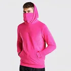 Face Loose Solid Color High Collar Cover The Face Hoodie Organic Cotton Pullover Sweatshirt