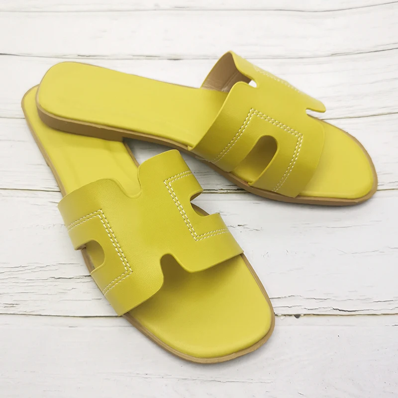 Slippers Women Hollow H Letter Flat Slides Outdoor Casual Beach Sandals