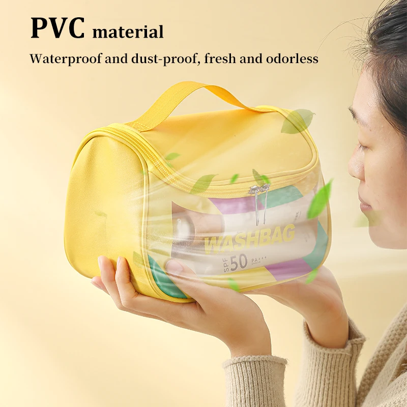 Custom Logo PVC Wash Bag Waterproof Trip Toiletry Pouch Women Beauty Makeup Bag Girl Travel Clear Cosmetic Bags