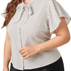 Womens Shirts For Women Women Womens Blouses Shirts Plus Size Clothing Sweet Polka Dot Tie Neck Blouse Shirts For Women