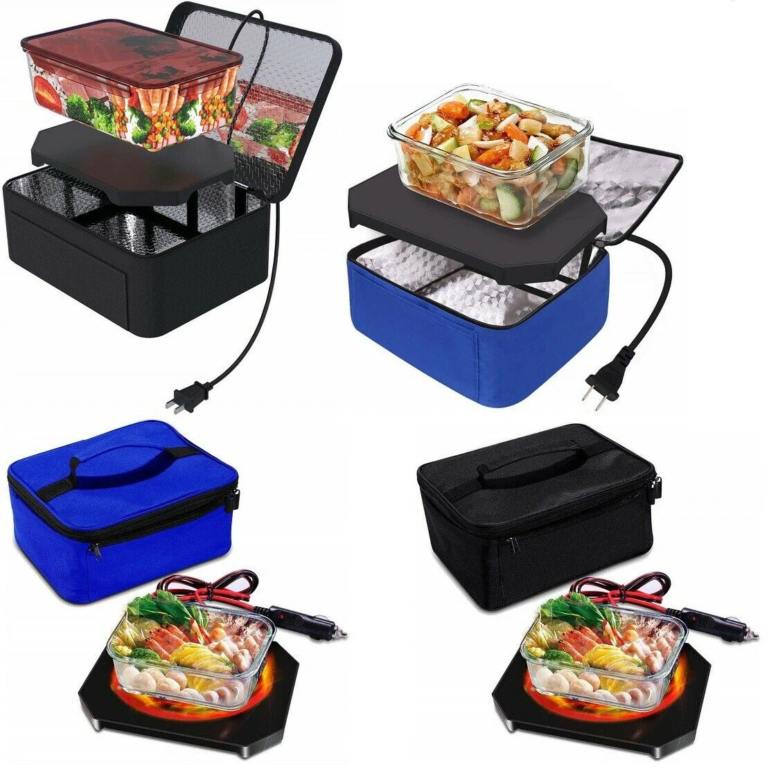 Portable Food Warmers Electric Heater Lunch Box Mini Oven 12V Car 110V Office 