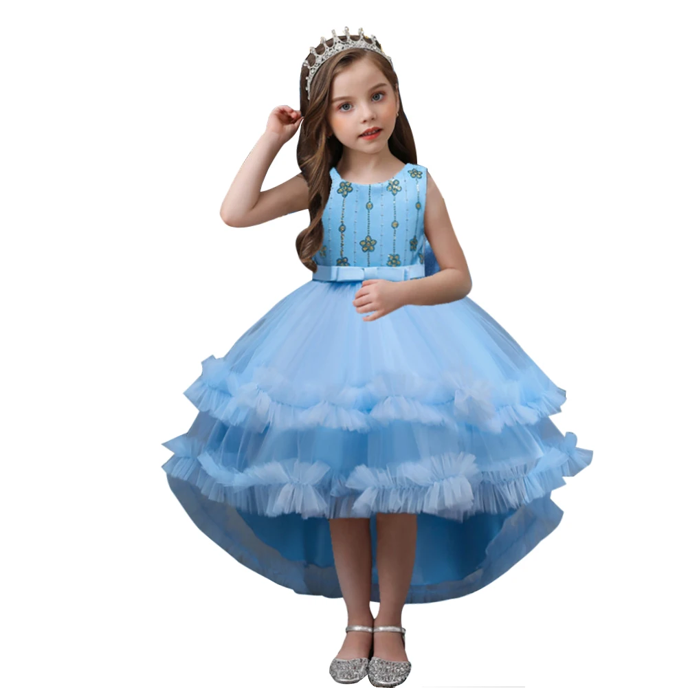 Vintage Princess Birthday Party Sequins Dress Bow Wedding Gown 2-10Y Kids Girls 