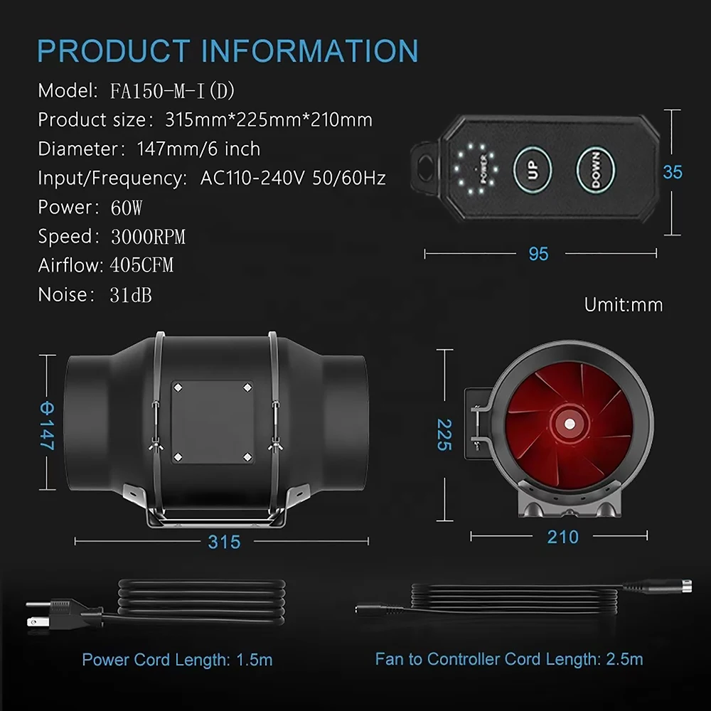 Duct Blower, 405, CFM, ETL - detail 22