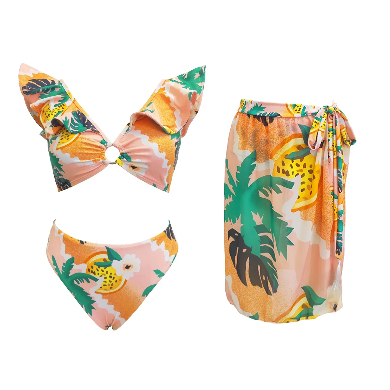 Pc Ruffle One Piece Swimsuit With Cover Up Sexy Swimwear Women