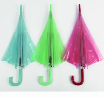POE Transparent Umbrella Promotion J-Handle Clear umbrella pink princess umbrella