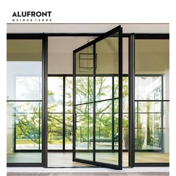 Alufront AS2047 Certified Double Glazed Slime Hinged Door Aluminum Frame Outdoor Balcony Narrow Slimline  Exterior Patio Doors