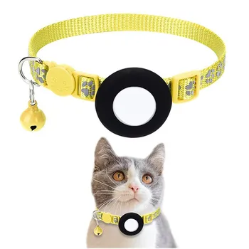 Small Durable Cat Collar with Soft Nylon Material Reflective with Locator AirTag and Bell Explosive Cat Collar