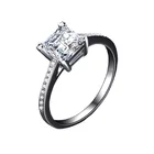 Diamond S925 Ring S925 Female Princess Square Four-claw Moissanite 5925 Silver Ring Diamond