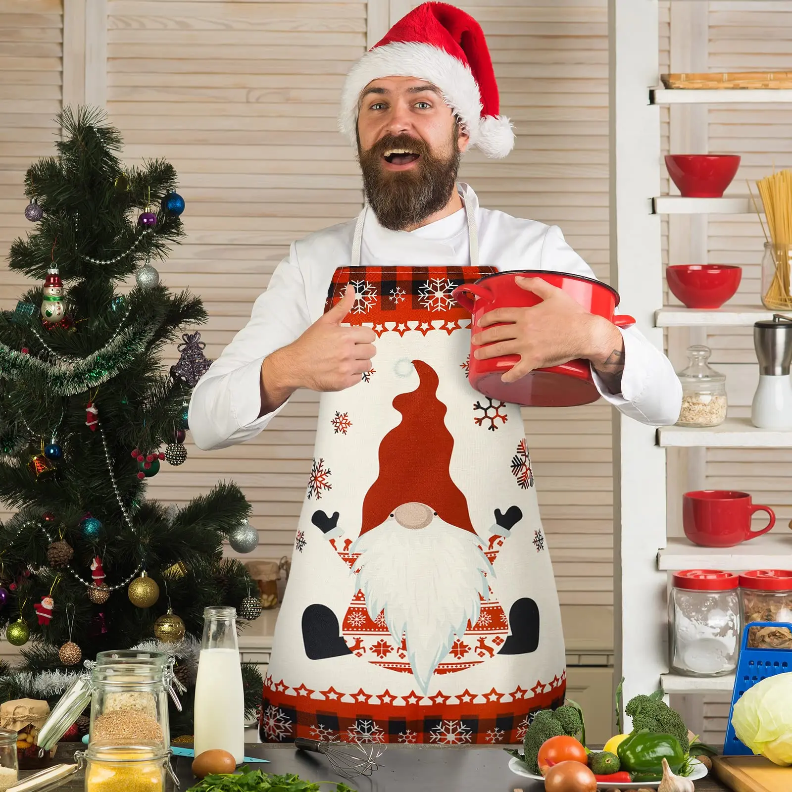 Christmas Kitchen Apron Christmas Day Clothing Supplies Parent-child Suit Apron for Men Baking Accessories Aprons for Women