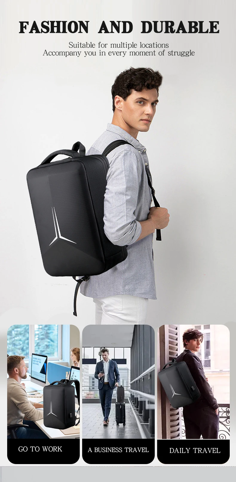 Water Resistant Laptop Backpack Large Capacity Multi Function Back Pack USB Charging Port Travel Backpack