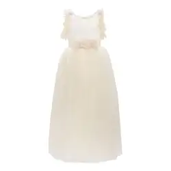 Hot Sale Girls Sleeveless  white Kids Dress  Baby Party  Child Bridesmaid Wedding Tulle Dress