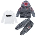 Set Spider-man Clothing 3Pieces Set Denim Coat Jeans Pants Boys Cool Suit