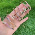 Color Cz Bracelets Rainbow Color Pave CZ Rhinestone Green Eye Brass Snake Bangles Bracelets