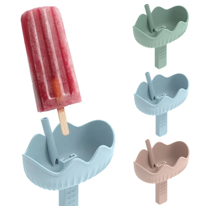 Original Mess Free Frozen Treats Holder with Straw For Kids Ice Craem Support Sticks Pop No Drop Free Popsicle Holder