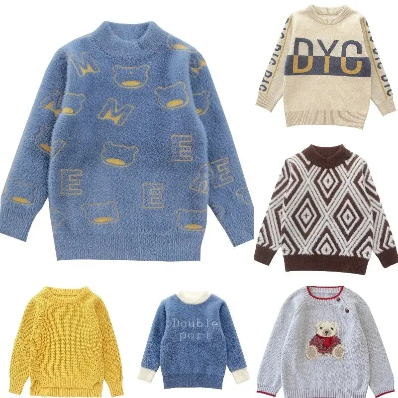 Hot Sale Autumn Winter Children's Knitting Pullover Girls Boys Long Sleeve Top Baby Cotton Sweater