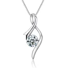 Silver Pendant Silver SKA S925 Sterling Silver Necklace 5a Zircon Stone Heart Pendant Necklaces Factory Stock