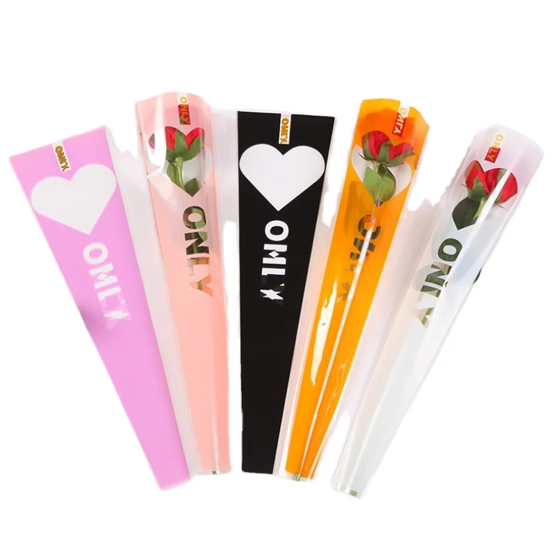 Single Bag with Transparent OPP Single Rose Recyclable One-Bouquet Carnation Flower Packaging Set Gifts Candies Jewelry bags