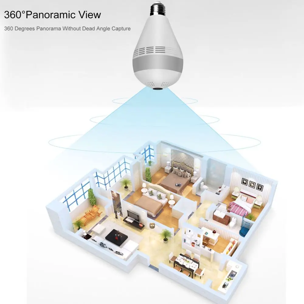 OEM V380 1080P 5MP 3MP Wireless Panoramic Fisheye 360 Bulb Camera Light Bulb E27 Lamp Holder CCTV panoramic Camera Bulb