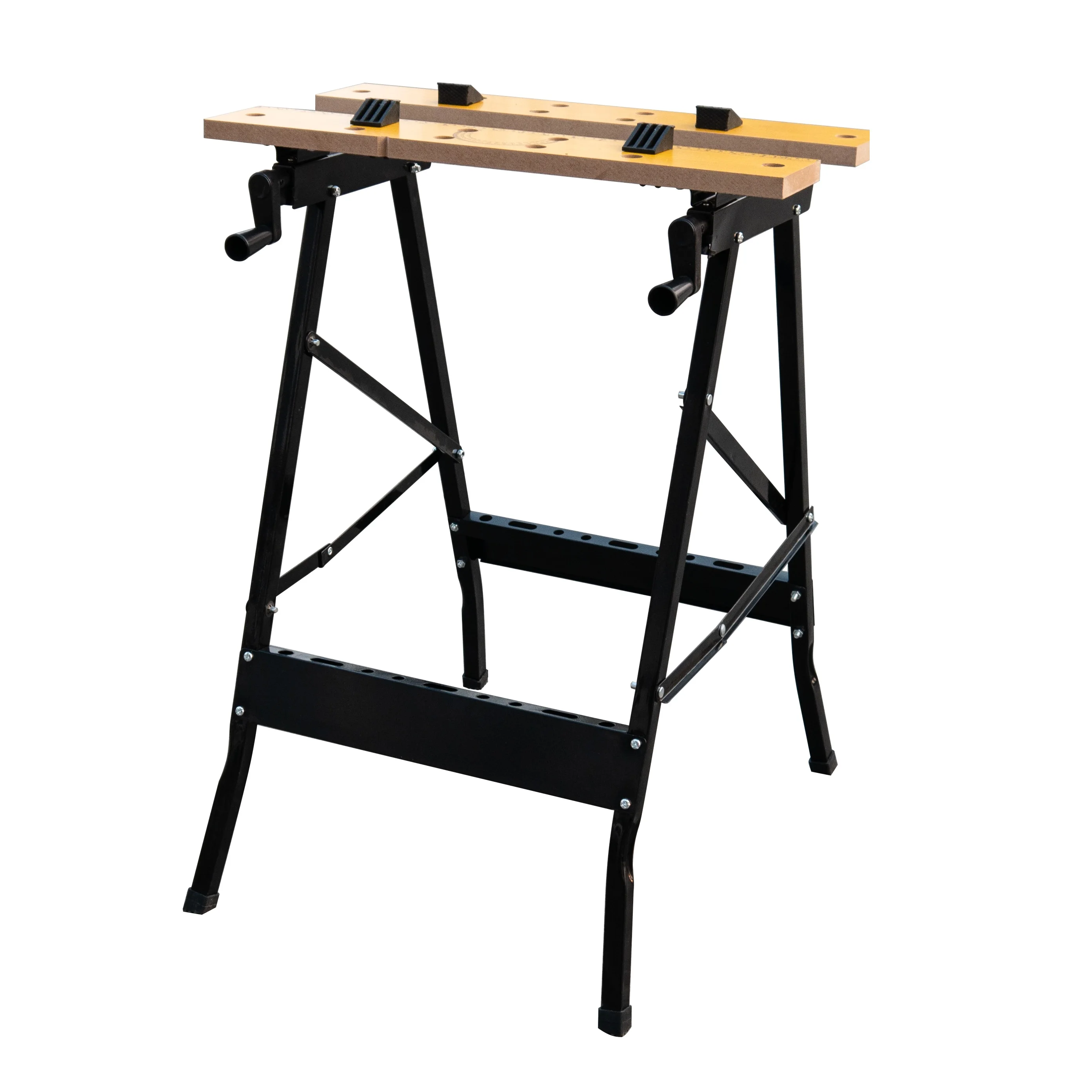 Foldable Clamping Sawhorse Trestle Twin Support Bars Cutting Stands 