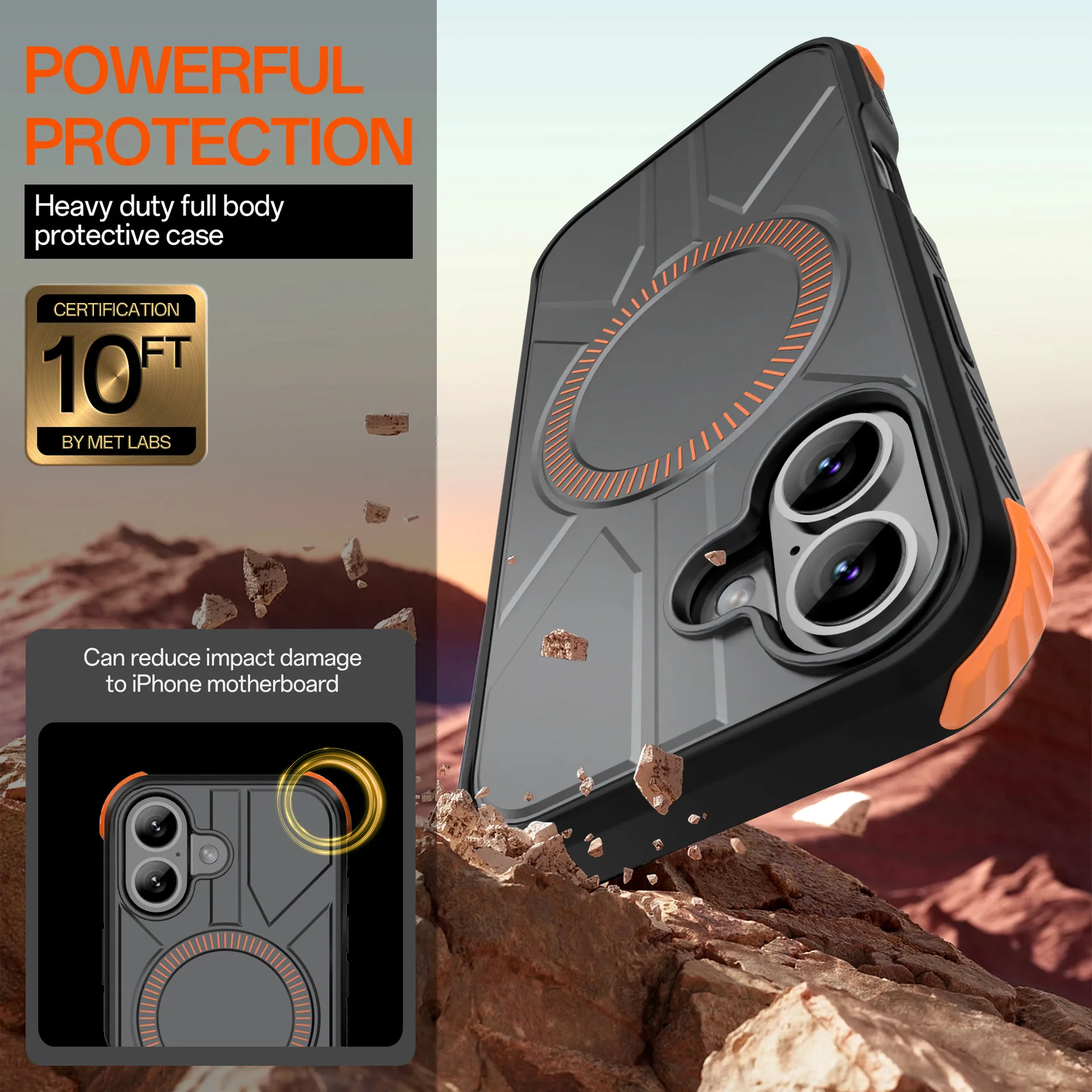 product magnetic defender armor phone case for iphone 17 pro max heavy duty shockproof rugged wireless charging cellphone back cover-4