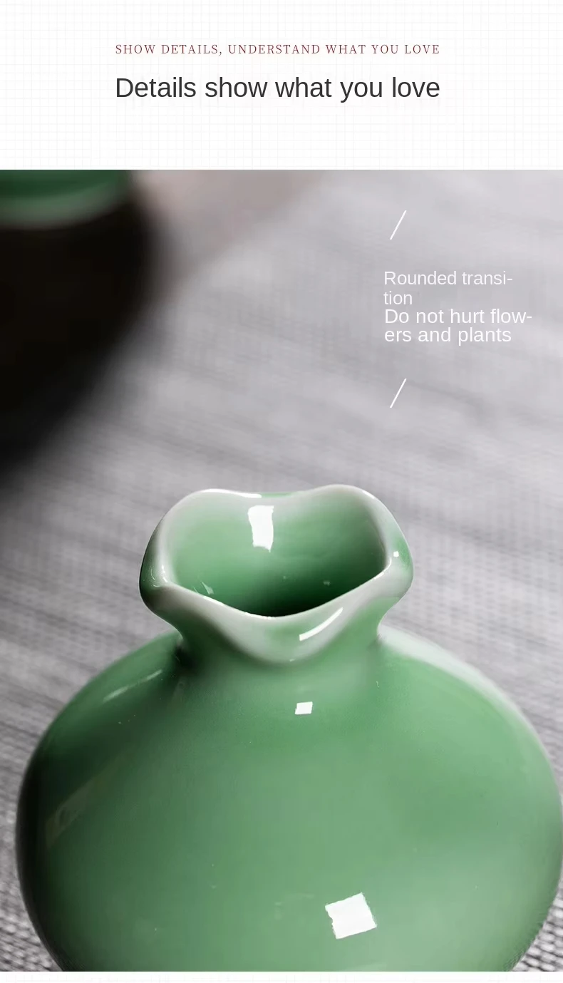 product longquan celadon chinese style floral ornaments tustic small vase simple creative bud flower ceramic vases for flowers-8