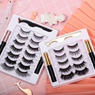 Eyelashes With Business Eyelash Vendor False 3D Mink Magnet Magnetic Lashes Eyelashes With Liquid Eyeliner