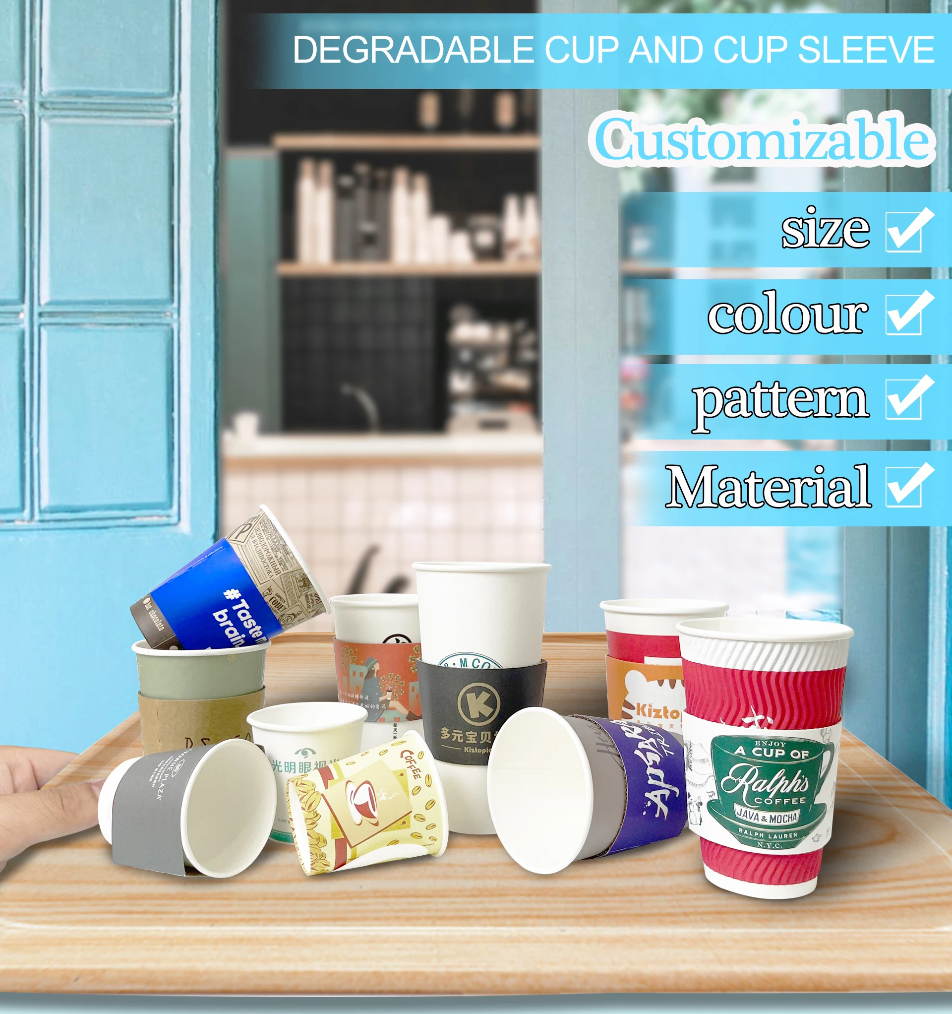 Wholesale paper cup carrier customized logo foldable cardboard 1/2/4 compartments disposable coffee tea paper cup holder