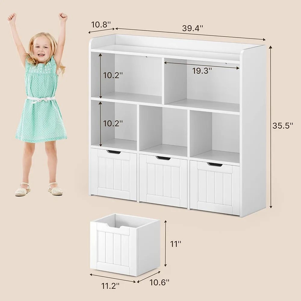 product contemporary 3 movable drawers and 6 open modern kids cabinet for the kids room-1