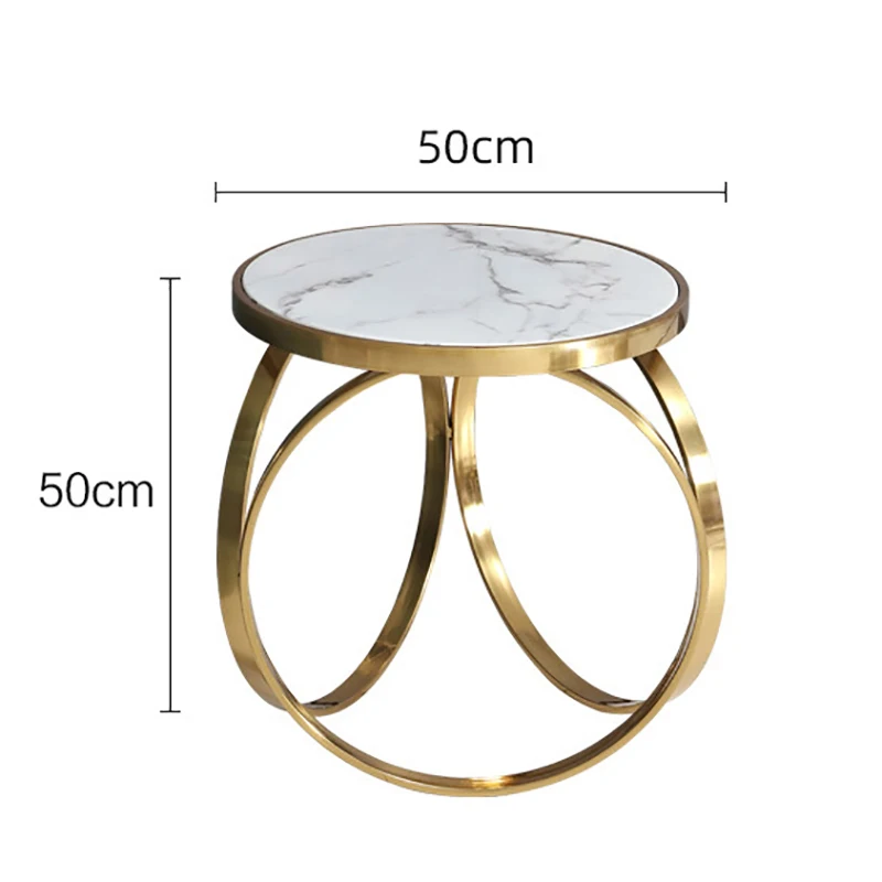 New Trends Italian design living room furniture luxury marble coffee table metal frame gold marble side table