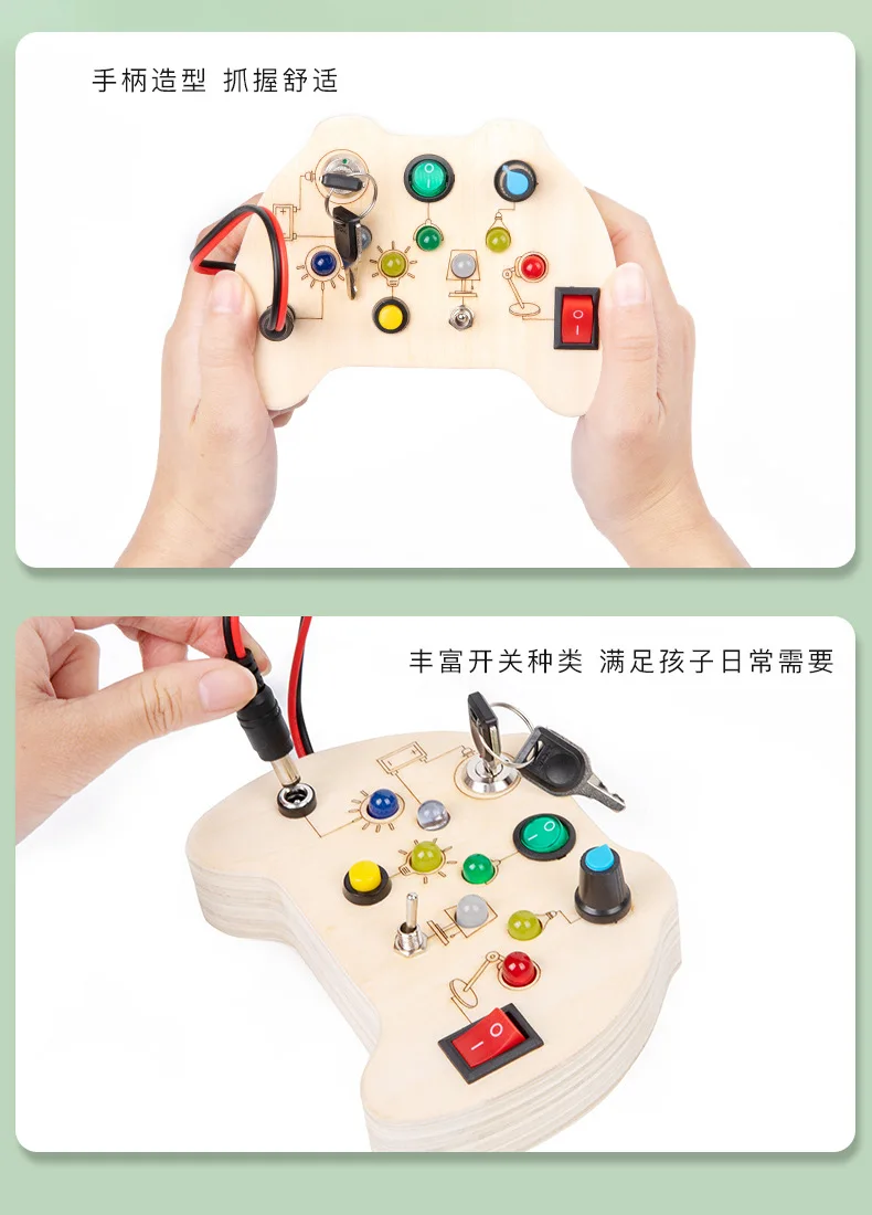 Wooden Busy Board With Led Light With Toggle Switch Sensory Toys For ...